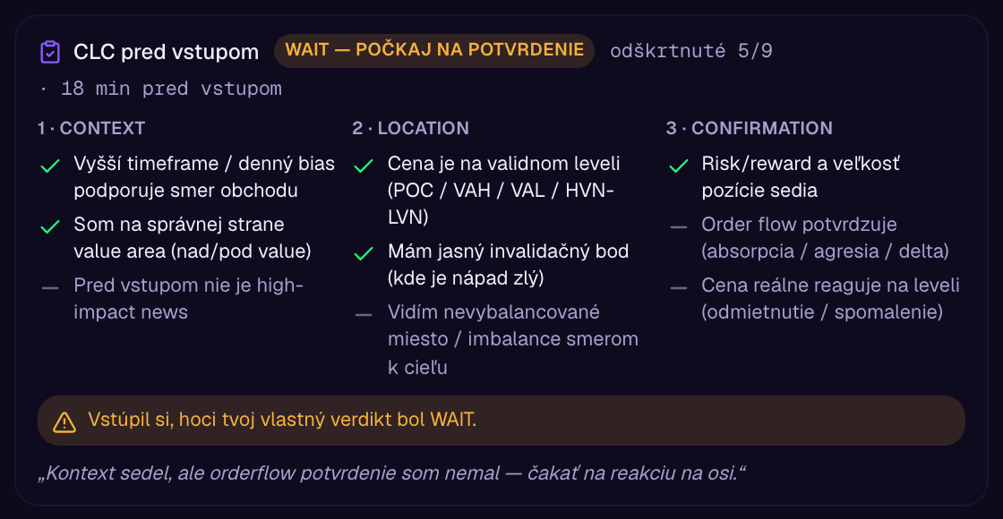 Detail obchodu s checklistom vyplneným pred vstupom